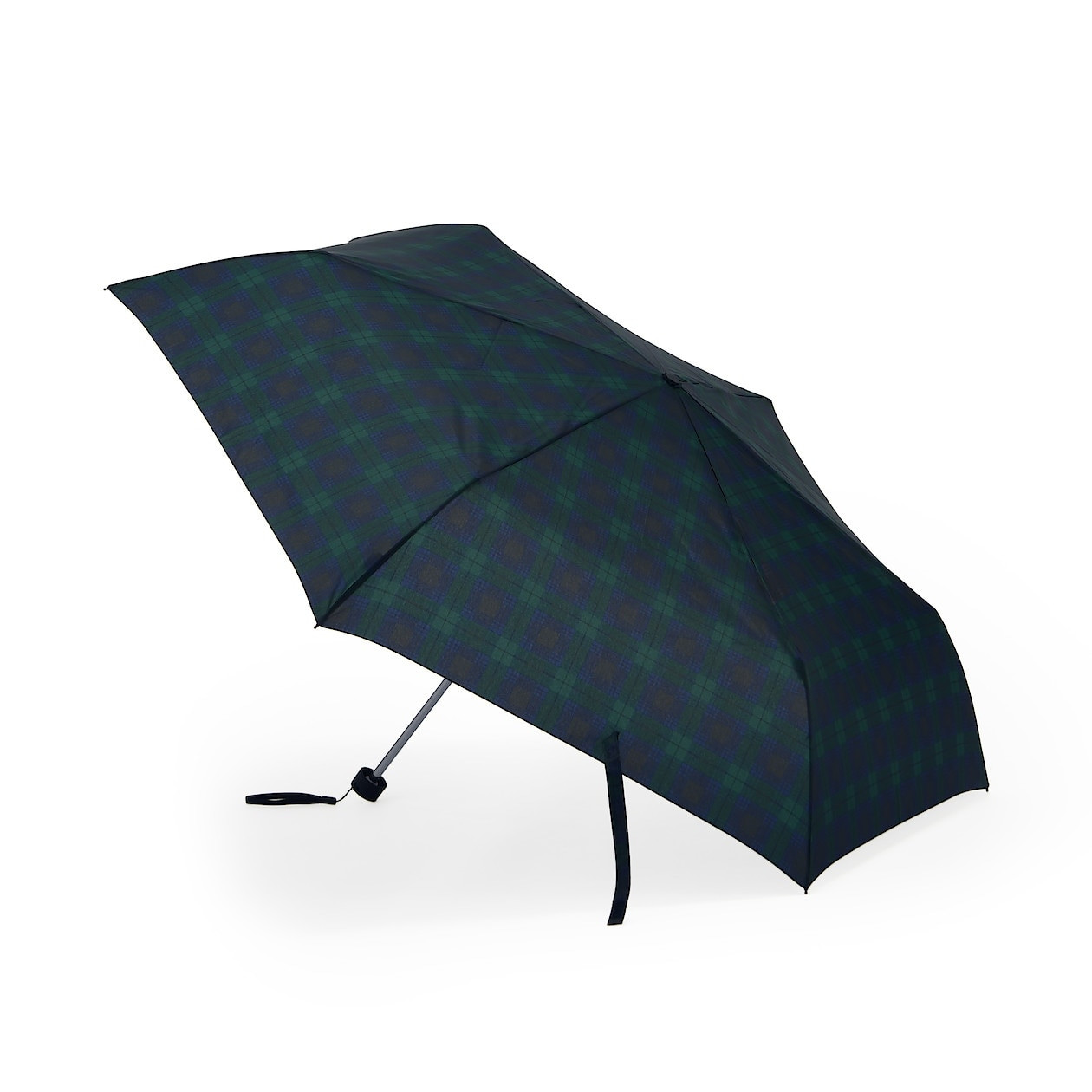 Parasol składany w granatowo-zieloną kratkę
